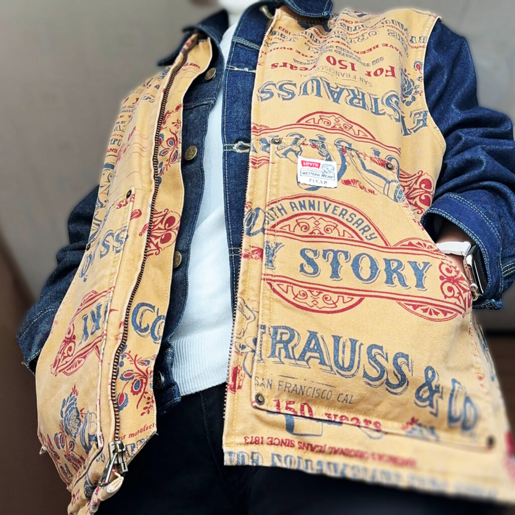 定番のGジャンに流行のベストを合わせたアメカジコーデ