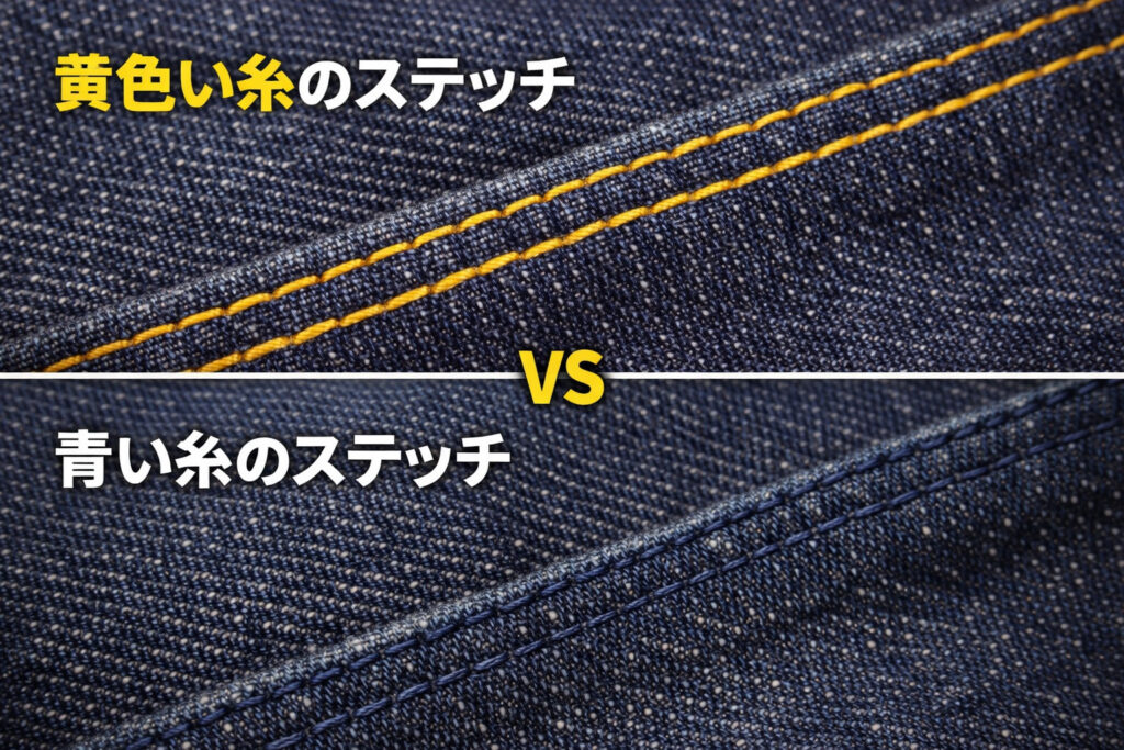 ステッチ色の比較(黄色 vs 同色)