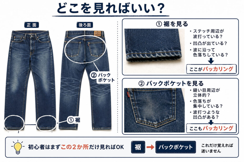 パッカリングはどこを見れば良い?