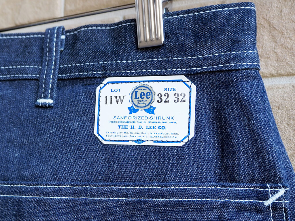 ワンウォッシュ前のLee 11-Wの紙パッチ