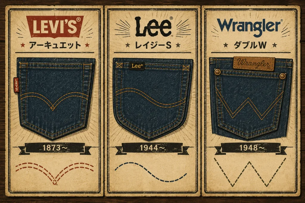 バックポケットのステッチにも、それぞれ由来があった