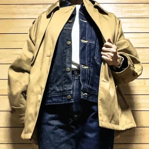 ポロ ラルフローレンのバルーントレンチコート×Lee Gジャンの重ね着コーデ